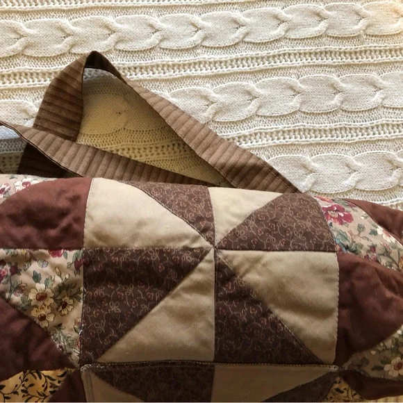 Custom Made Quilted Patchwork Brown Tote Bag - Picture 6 of 6
